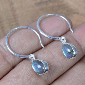 Boucles d'oreilles pendantes en labradorite poire faites à la main, en argent sterling 925, pierre précieuse naturelle, bijou mignon, cadeau pour femme, anniversaire - Product Image 3