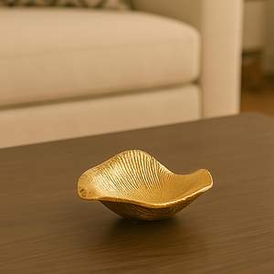 Dernier bol de service jetable en aluminium poli doré pour les réglages de table modernes Forme ronde Design martelé - Product Image 4