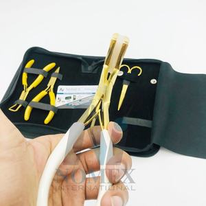 Cinta de acero inoxidable de grado Quirúrgico Internacional Nomex, alicates para extensiones de cabello, manijas de agarre blancas chapadas en oro, profesional - Product Image 5