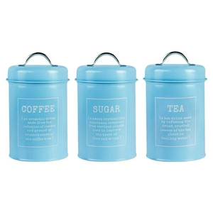Popular Metal Canister Kitchenware Storage Food Jar Round Shape <b>Sugar</b> <b>Coffee</b> <b>Tea</b> Canister Tin Box <b>Set</b> in Sky Blue Color - Product Image 5