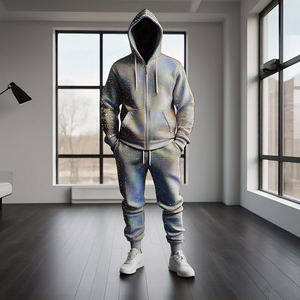 Sweat à capuche zippé en strass et pantalon de survêtement survêtement pour hommes survêtement à sublimation en strass ensemble sport survêtement en pierre du Rhin en cristal pour hommes - Product Image 6