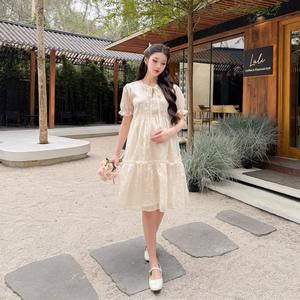 Maternity Dress With a Straight Design Made of Soft Embroidered Silk Chiffon Material Comfortable to Wear V1297 Not Discolored - Product Image 2