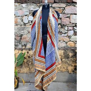 Bufanda de verano con estampado de bloque de mano de algodón para mujer india, cubierta de pecho de Bikini, Sarong, cuello, envoltura para la cabeza, Pareo, suave, transpirable para adultos - Product Image 2