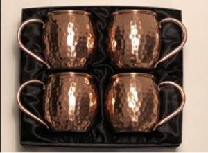Hammered Natural Copper <b>Large</b> Capacity Beer Mug Set of 4 with Small Cup Stirrer Modern Design Barware Matt Finished Black <b>Box</b> - Product Image 5