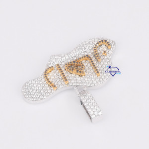 2025 bijoux de mode lettre arabe pendentif 14 carats or blanc laboratoire cultivé diamant deux tons conception pendentif fin - Product Image 4
