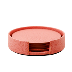 Dessous de verre en cuir rose avec support le plus vendu ensemble de 5 produits de protection de table Dessous de verre en cuir accessoires de table - Product Image 2