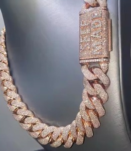 สร้อยคอเงินแท้ 925 แบบยูนิเซ็กซ์ ลาย Cuban Link สำหรับผู้ชาย ประดับเพชร Moissanite VVS1 ขนาด 22 มม. สไตล์ Iced สร้อยคอแบบละเอียด สไตล์ไมอามี - Product Image 2
