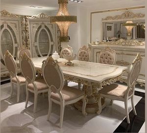 Ensemble table et chaise de salle à manger de luxe en bois fabriqué à la main avec des détails exquis, parfait pour les réunions de famille sophistiquées - Product Image 4