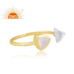 Diseño hecho a mano 18K chapado en oro Natural Arco Iris Luna piedra preciosa anillo ajustable Demi joyería fina para mujer regalo para ella - Product Image 2