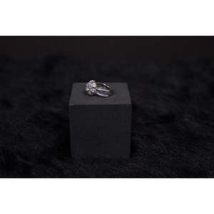 Silverings 925 Sterling Vintage Charm Silver <b>Ring</b> <b>Dainty</b> Geometric Cluster Engagement <b>Ring</b> with Diamond Pearl Rhodium Plated - Product Image 2