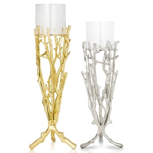 Chandelier plaqué or et argent brillant chaud avec bougeoir votif en cristal avec Logo personnalisé et utilisation pour la décoration de la maison - Product Image 5