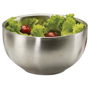 Juego de 3 piezas de acero inoxidable al por mayor tazón de pie de doble pared con tapa - Product Image 1