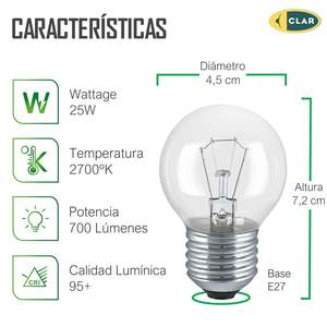 25W E27 Clear Incandescent Spherical <b>Bulb</b> - Product Image 1