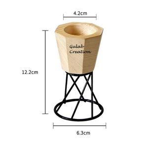 ที่ใส่เทียนไม้ธรรมชาติทำมือรักษ์โลก พร้อมฐานโลหะทันสมัย ตกแต่งบ้าน ZAMZAM IMPEX มีจำหน่ายรูปทรงหกเหลี่ยม - Product Image 4