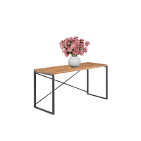 Bureau d'ordinateur portable TRIO de style moderne en acacia de haute qualité avec bord naturel, montage facile, pour usage commercial et bureaux