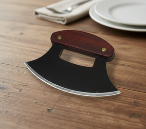 Couteau Ulu en acier inoxydable fait main, bol/planche à découper, 8,5 pouces x 9 pouces, ensemble de couteau en bouleau d'Alaska avec étui - Product Image 3