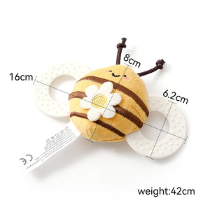 Hochet d'éveil en peluche abeille portable avec ailes douces pour le jeu sensoriel, jouet apaisant en peluche douce pour poussette de bébé - Product Image 2