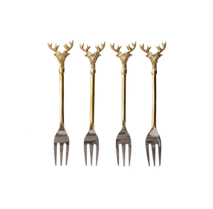 Juego de 4 tenedores de latón al por mayor con mango largo para cocina, hogar, restaurante, hotel y artículo de regalo, tenedor de acero espejado - Product Image 4