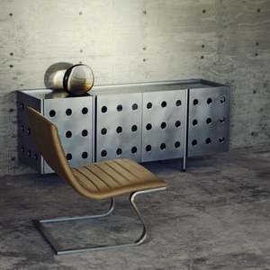 Buffet Louis en <span class=keywords><strong>bois</strong></span> massif, style traditionnel et minimaliste, meuble de salle à manger antique avec structure métallique pour salon - Product Image 3