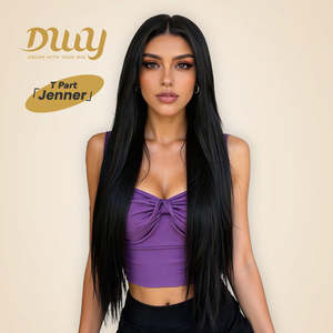 Jenner-DWy 30 Inches Long Natural <b>Black</b> Straight Full Lace Front <b>Wig</b> for Women Clearance Sale Glueless Synthetic Middle Part - Product Image 2