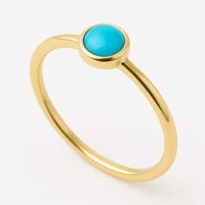 Custom Fashion 14K Gold <b>Ring</b> with Turquoise Gemstone Rhodium Plated and Bezel <b>Set</b> New Design <b>for</b> <b>Women's</b> Wedding or Daily Use - Product Image 2