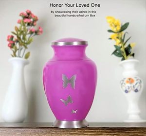 Engraved Aluminium Cremation <b>Urn</b> for Human Ashes Adult Male Female Pets <b>Cat</b> Dog <b>Urn</b> Large Burial Funeral <b>Urns</b> for Ashes (Pink) - Product Image 2