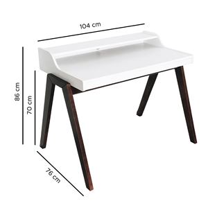 Escritorio para Computadora WELL HOME 'Nere' 110x86x75cm Blanco con Patas Marrones - Product Image 3