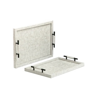 Plateau de service de forme rectangulaire de conception classique Ensemble de finition antique de 2 dessus de table de fête de mariage de restaurant d'hôtel à la maison - Product Image 4