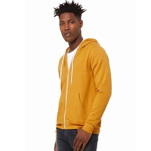 Bella Toile Plain Logo 100% Coton Biologique Impression En Relief À Capuche Blanc Polaire Fermeture Éclair Personnalisé Unisexe Hommes Hoodies - Product Image 2