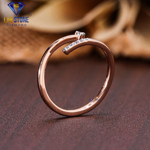 Lab-Stone Party Wear Bague en diamant 0.056 TDW Diamant taille ronde Or rose 18kt Couleur EF-VS - Product Image 5