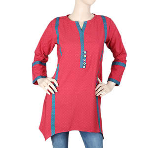 Kurti imprimé uni pour femmes - Rouge - Product Image 2