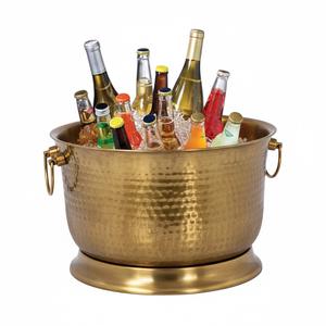 Brass Antique Finishing Metal Hammered <b>Champagne</b> Ice <b>Bucket</b> With Handle for bar Ware Night Party Metal Beer Chiller - Product Image 1