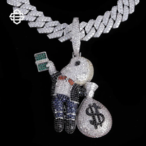 Hiphop personalizado Moissanite Iced Out Money Bag colgante collar para hombres lujo Bling dólar signo encanto Streetwear joyería - Product Image 5