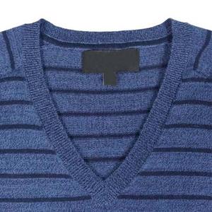 Breathable 2023 Top Trending Wholesale Custom V Neck Winter Fashion Cotton Wool Men's Pullover Knitting Sweater Striped Design - Product Image 3