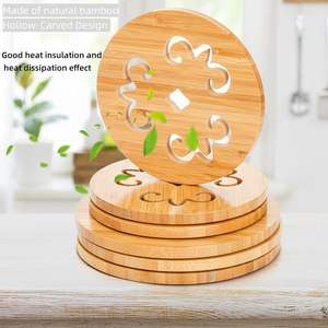 6 Pack Natural Bamboo <b>Trivet</b> Mat Set, Heat Resistant Pads with Dish Rack, Kitchen Wood Non-Slip Coaster, Durable Anti-Hot <b>Trivet</b> - Product Image 3
