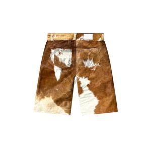 กางเกงขาสั้นหนังวัวสำหรับผู้ชายกางเกงขาสั้นเอวยางยืดแฟชั่นแนวสตรีท OEM ออกแบบได้เอง - Product Image 2