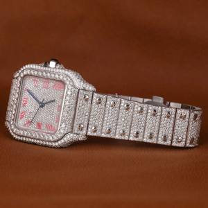 Montres de luxe tendance hip-hop de haute qualité, serties de diamants, montres en or blanc personnalisées, quartz, diamants ronds en moissanite pour hommes - Product Image 4