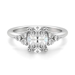 <b>Oval</b> Cut Seven Stone <b>Moissanite</b> <b>Ring</b> for Women's - Product Image 1