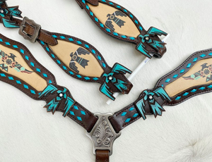 Thunderbird découpé au laser avec des têtières de course de baril imprimées correspondant à la têtière et au collier de poitrine - Product Image 5