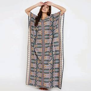 100% Cotton Symmetric Print Maxi Length Hypnotize Multi Coloured Digital Print Cotton Maxi Kaftan - Product Image 3