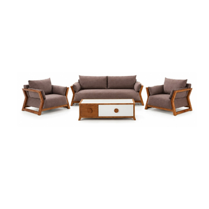 Juego de Sofás de Madera de Teca Sólida con Mesa de Centro, Muebles para Sala de Estar, para Hoteles, Apartamentos, Salones y Proyectos de Hostelería - Product Image 1