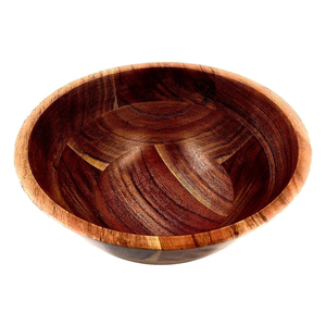 Bol en bois d'acacia naturel 100% fait à la main poli écologique 100% étanche Bol à fruits et à salade Artisanat Saninya pour la maison - Product Image 4