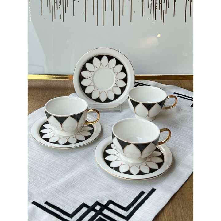 Turkish Coffee Cup Drop Black 12 Pieces for 6 People