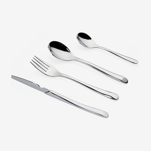 Cubiertos de acero inoxidable occidental de diseño moderno, incluye cuchillo, tenedor, cuchara, juego de cubiertos pulidos de plata de la India para comedor - Product Image 5