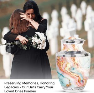 Juego combinado de urna de cremación contemporánea Ocean Tranquility de 3 suministros funerarios de aluminio para cenizas - Product Image 3