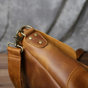 Classic Genuine Cowhide Leather Laptop Messenger Protective Handbag Shoulder Bag Durable Office Use Zipper Closure - Product Image 5