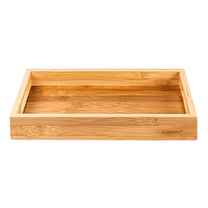 Bandeja de madera de diseño elegante en color beige claro con forma redonda única y acabado liso perfecto para servir con estilo - Product Image 4