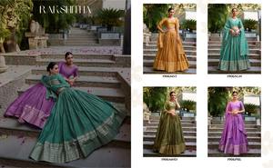 Pur imprimé Chanderi et Shibori avec travail de tissage Zari Lehenga Choli par Henixa Création pour la mariée et les femmes portent - Product Image 6