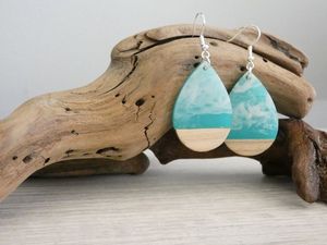 REGALOS DE MADERA LLAMATIVO CALIDAD COLGANTES Hoja de oro Negro Resina blanca Pendientes en forma de corazón Cuadrado Redondo Geométrico Gota de resina de madera - Product Image 5