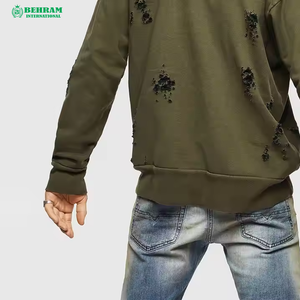 Custom Men's Vintage Boxy Pullover <b>Hoodie</b> 100% Cotton 400gsm Distressed Cropped Hem Hoodies <b>Oversized</b> <b>Long</b> Sleeve <b>Hoodie</b> - Product Image 5
